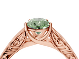 Rose gold Fancy Green Pear  Cut Solitaire Engraved Band with Four-Prong Setting_84