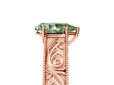 Rose gold Fancy Green Pear  Cut Solitaire Engraved Band with Four-Prong Setting_85