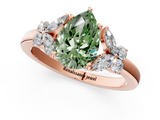 Rose gold Fancy Green Pear  Cut Solitaire Floral Diamond Ring with Four-Prong Setting_41