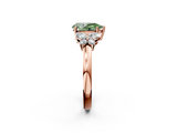 Rose gold Fancy Green Pear  Cut Solitaire Floral Diamond Ring with Four-Prong Setting_42