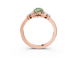 Rose gold Fancy Green Pear  Cut Solitaire Floral Diamond Ring with Four-Prong Setting_43