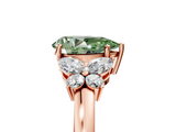 Rose gold Fancy Green Pear  Cut Solitaire Floral Diamond Ring with Four-Prong Setting_45