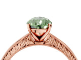Rose gold Fancy Green Pear Cut Solitaire Milgrain Engraved Band with Four-Prong Setting_4