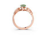 Rose gold Fancy Green Pear Cut Solitaire Milgrain Leaf Band with Prong Setting_3