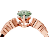 Rose gold Fancy Green Pear Cut Solitaire Milgrain Leaf Band with Prong Setting_4