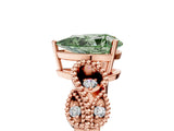 Rose gold Fancy Green Pear Cut Solitaire Milgrain Leaf Band with Prong Setting_5