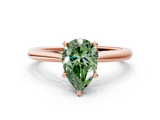 Rose gold Fancy Green Pear  Cut Solitaire Ring with Cathedral Band and Four-Prong Setting_72