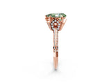 Rose gold Fancy Green Pear Cut Solitaire Split Shank Pave Diamond Engagement Ring with Four-Prong Setting_2
