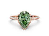 Rose gold Fancy Green Pear Cut Solitaire Split Shank Pave Diamond Engagement Ring with Four-Prong Setting_24