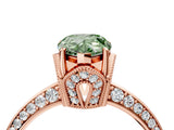 Rose gold Fancy Green Pear Cut Solitaire Split Shank Pave Diamond Engagement Ring with Four-Prong Setting_28