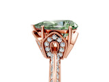 Rose gold Fancy Green Pear Cut Solitaire Split Shank Pave Diamond Engagement Ring with Four-Prong Setting_29