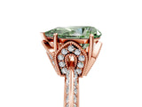 Rose gold Fancy Green Pear Cut Solitaire Split Shank Pave Diamond Engagement Ring with Four-Prong Setting_5