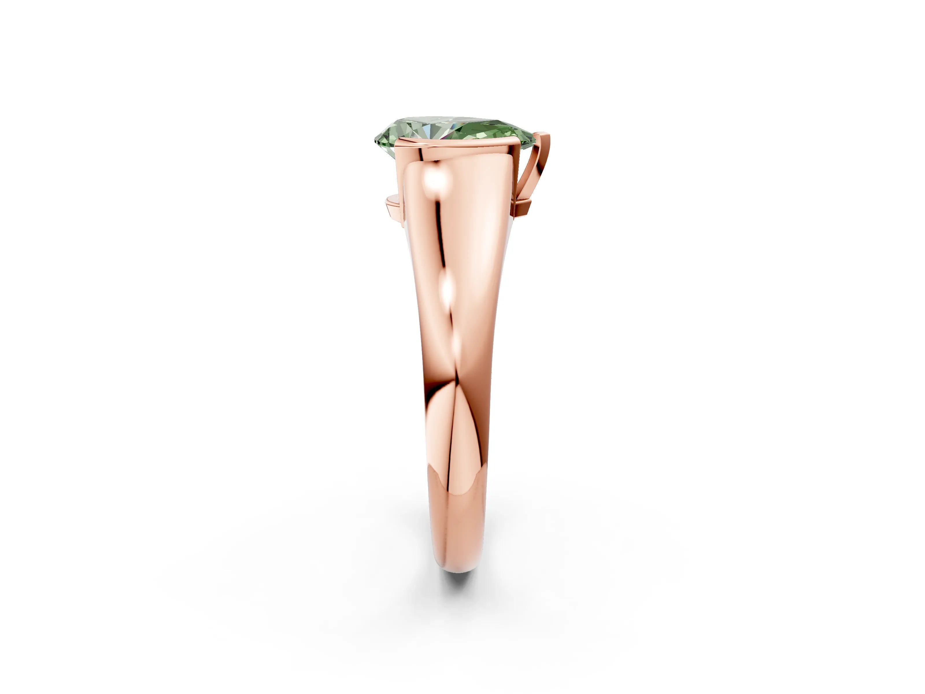 Rose gold Fancy Green Pear Cut Solitaire Tension Set Diamond Ring with Split Shank Band_2