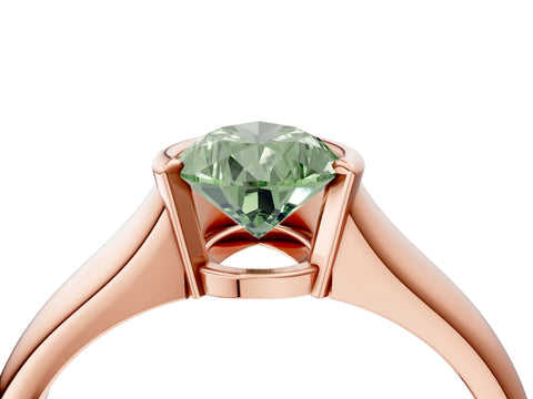 Rose gold Fancy Green Pear Cut Solitaire Tension Set Diamond Ring with Split Shank Band_4