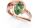 Rose gold Fancy Green Pear Cut Solitaire Tension-Set Diamond Split Shank Ring_1