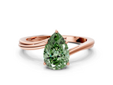 Rose gold Fancy Green Pear  Cut Solitaire Twist Band Ring with Four-Prong Setting_20