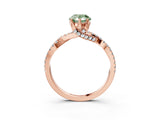 Rose gold Fancy Green Pear Cut Solitaire Twist Pave Diamond Engagement Ring with Prong Setting_39