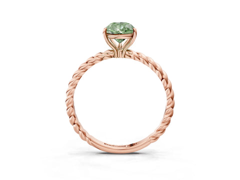 Rose gold Fancy Green Pear Cut Solitaire Twisted Band 4-Prong Ring_3
