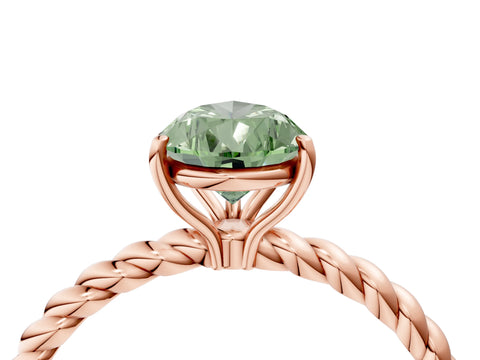 Rose gold Fancy Green Pear Cut Solitaire Twisted Band 4-Prong Ring_4