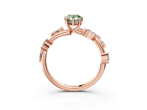 Rose gold Fancy Green Pear Cut Solitaire Twisted Band Marquise Accent Prong Setting Ring_3