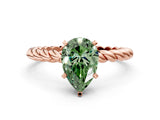 Rose gold Fancy Green Pear  Cut Solitaire Twisted Band with Four-Prong Setting_88
