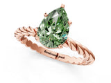 Rose gold Fancy Green Pear  Cut Solitaire Twisted Band with Four-Prong Setting_89