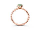 Rose gold Fancy Green Pear  Cut Solitaire Twisted Band with Four-Prong Setting_91