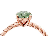 Rose gold Fancy Green Pear  Cut Solitaire Twisted Band with Four-Prong Setting_92