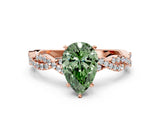 Rose gold Fancy Green Pear Cut Solitaire Twisted Pave Band with Four-Prong Setting_3