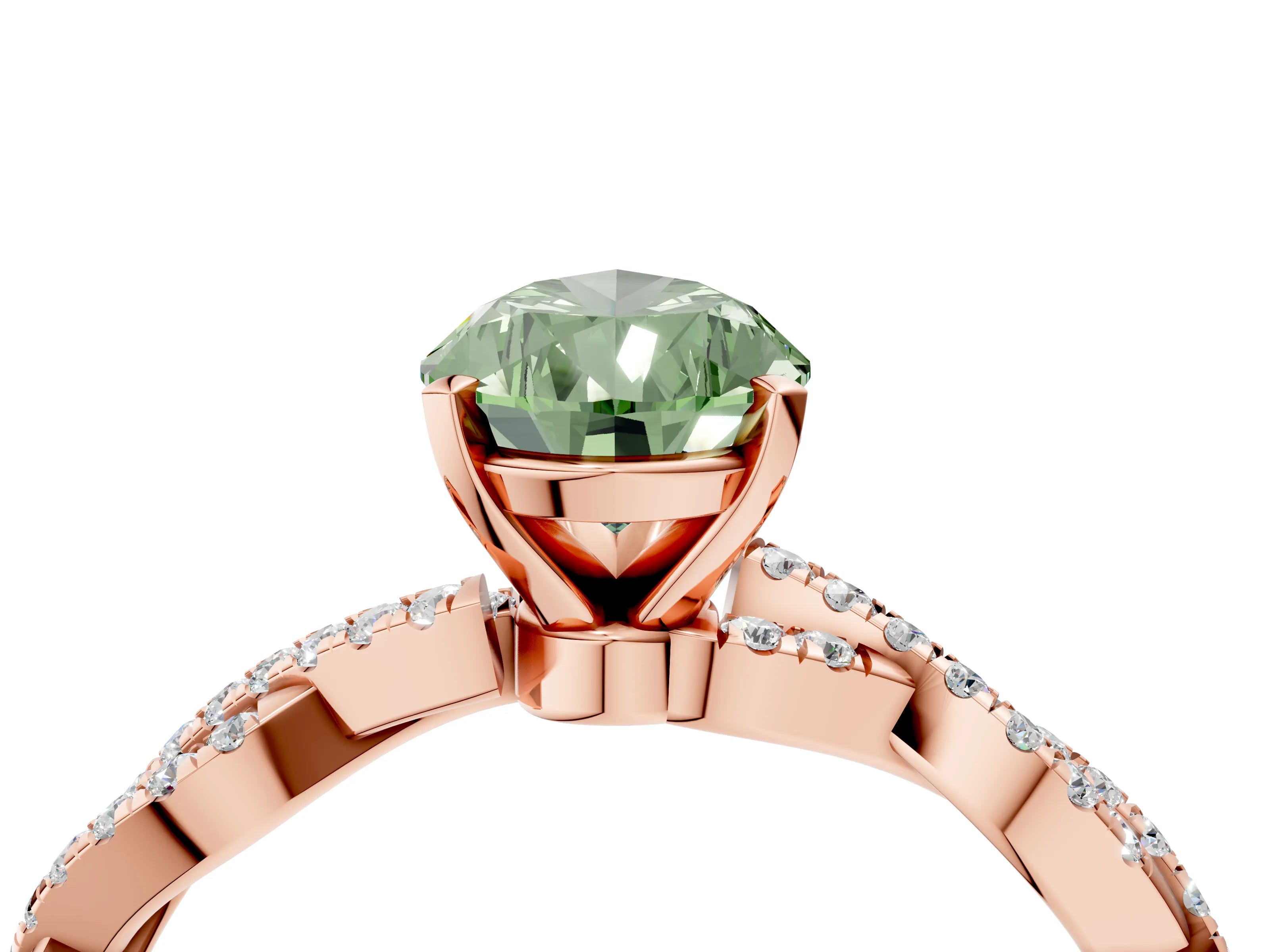 Rose gold Fancy Green Pear Cut Solitaire Twisted Pave Band with Four-Prong Setting_7