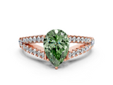 Rose gold Fancy Green Pear  Cut Split Shank Pave Diamond Engagement Ring with Four-Prong Setting_77