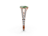 Rose gold Fancy Green Pear  Cut Split Shank Pave Diamond Engagement Ring with Four-Prong Setting_79