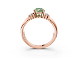 Rose gold Fancy Green Pear  Cut Three-Stone Channel Set Ring with Bar Prongs_70