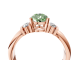 Rose gold Fancy Green Pear  Cut Three-Stone Channel Set Ring with Bar Prongs_71