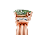 Rose gold Fancy Green Pear  Cut Three-Stone Channel Set Ring with Bar Prongs_72