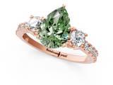 Rose gold Fancy Green Pear  Cut Three-Stone Diamond Pavé Band with Prong Setting_18