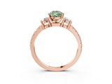 Rose gold Fancy Green Pear  Cut Three-Stone Diamond Pavé Band with Prong Setting_20