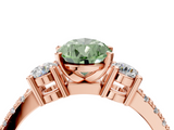 Rose gold Fancy Green Pear  Cut Three-Stone Diamond Pavé Band with Prong Setting_21