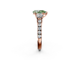 Rose gold Fancy Green Pear  Cut Three-Stone Diamond Pave Band with Prong Setting_39