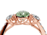 Rose gold Fancy Green Pear  Cut Three-Stone Diamond Pave Band with Prong Setting_41