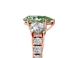 Rose gold Fancy Green Pear  Cut Three-Stone Diamond Pave Band with Prong Setting_42