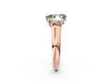 Rose gold Fancy Green Pear Cut Three-Stone Diamond Ring with Prong Setting on a Classic Band_14