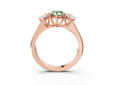 Rose gold Fancy Green Pear Cut Three-Stone Diamond Ring with Prong Setting on a Classic Band_15