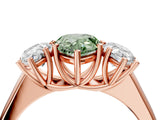 Rose gold Fancy Green Pear Cut Three-Stone Diamond Ring with Prong Setting on a Classic Band_16