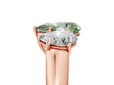 Rose gold Fancy Green Pear Cut Three-Stone Diamond Ring with Prong Setting on a Classic Band_17
