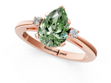 Rose gold Fancy Green Pear  Cut Three-Stone Solitaire Ring with Round Accent Diamonds and Four-Prong Setting_20