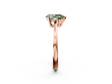 Rose gold Fancy Green Pear  Cut Three-Stone Solitaire Ring with Round Accent Diamonds and Four-Prong Setting_21