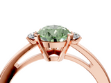 Rose gold Fancy Green Pear  Cut Three-Stone Solitaire Ring with Round Accent Diamonds and Four-Prong Setting_23