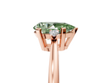 Rose gold Fancy Green Pear  Cut Three-Stone Solitaire Ring with Round Accent Diamonds and Four-Prong Setting_24