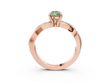 Rose gold Fancy Green Pear  Cut Twist Band Solitaire Diamond Ring with Pavé Setting_6